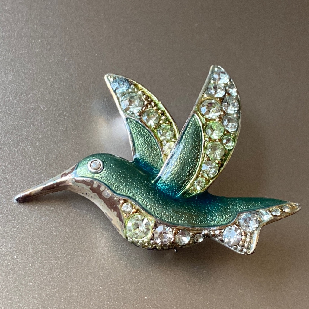 Liz Claiborne Signed Hummingbird Bird Brooch Pin